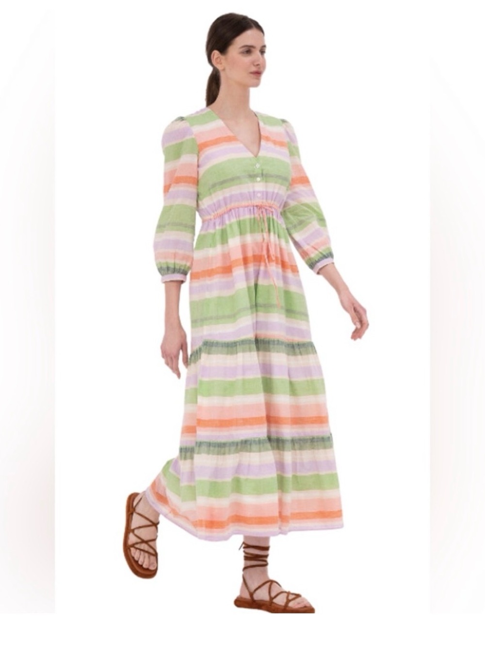 Banjanan Striped Long Cotton Dress